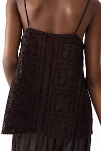 Silk-Blend Crochet-Look Top