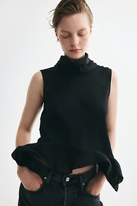 Roll-Neck Peplum Top