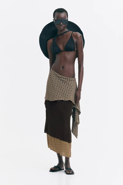 Scarf-Detail Layered Skirt