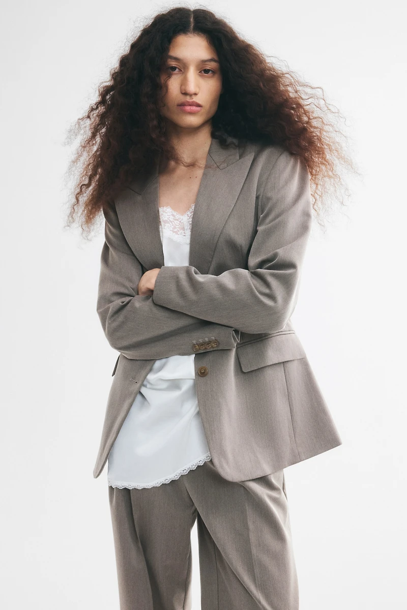 Single-Breasted Twill Blazer