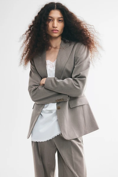 Single-Breasted Twill Blazer