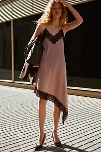 Lace-Trimmed Slip Dress