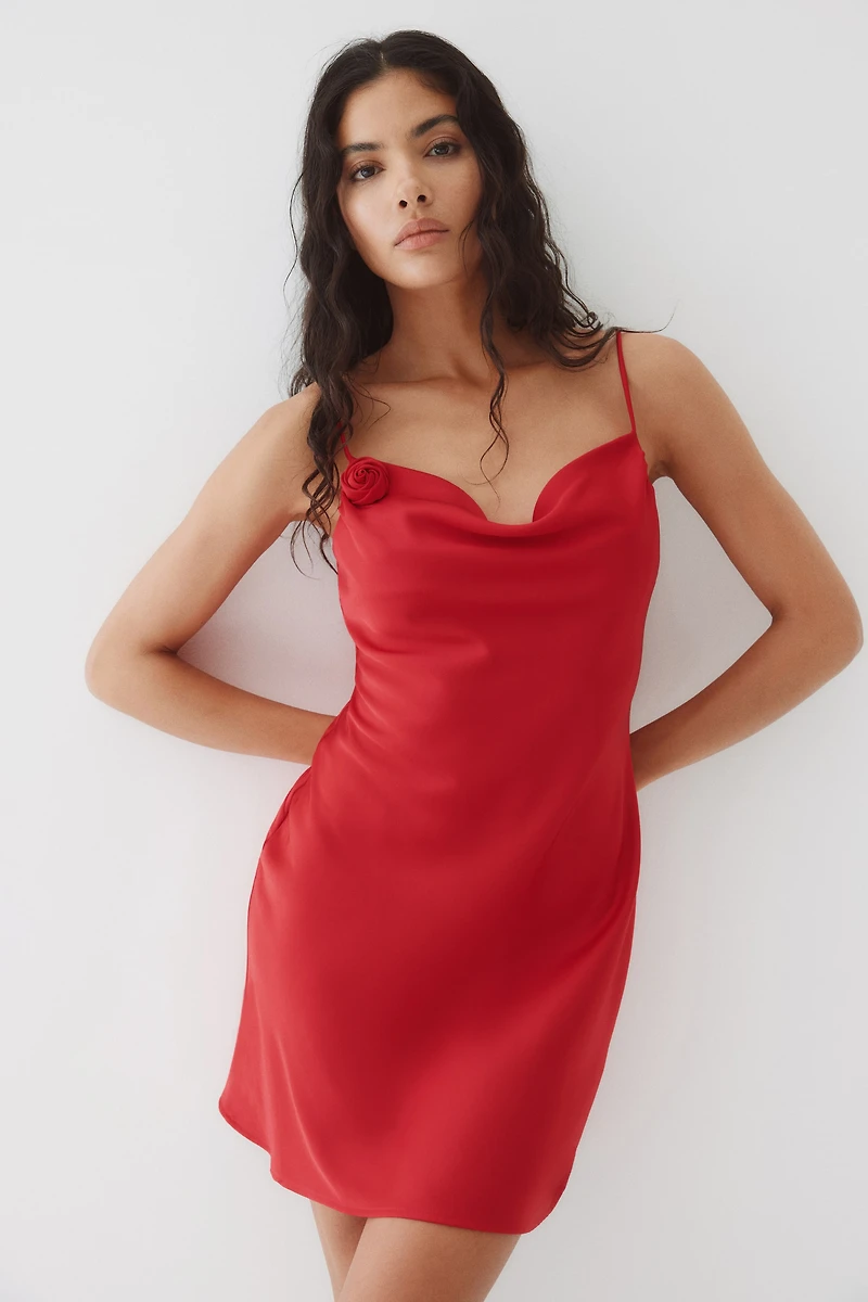 Tie-detail satin slip dress