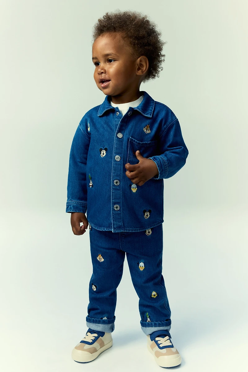 Embroidered-Detail Denim Overshirt