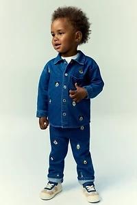 Embroidered-Detail Denim Overshirt