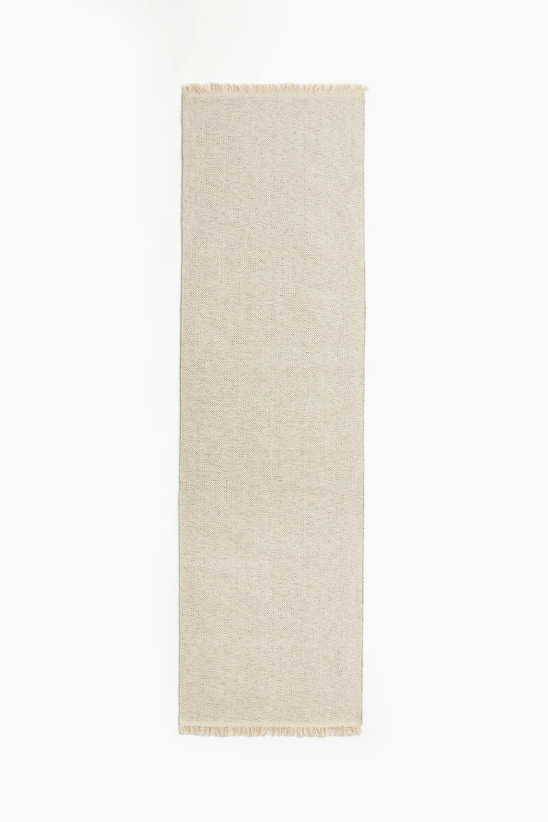 Cotton Runner Rug with Fringe