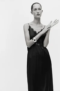 Lace-Trimmed Slip Dress