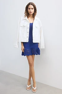 Flounced Pointelle-Knit Dress