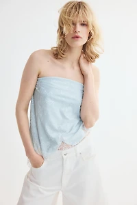 Haut bandeau asymétrique en jersey jacquard