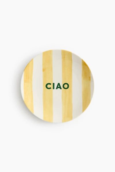 Porcelain Medium Plate with Text Motif
