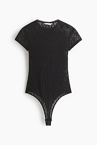 Lace-Look Jersey Thong Bodysuit