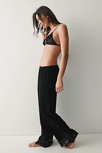 Lace-Trimmed Pajama Pants