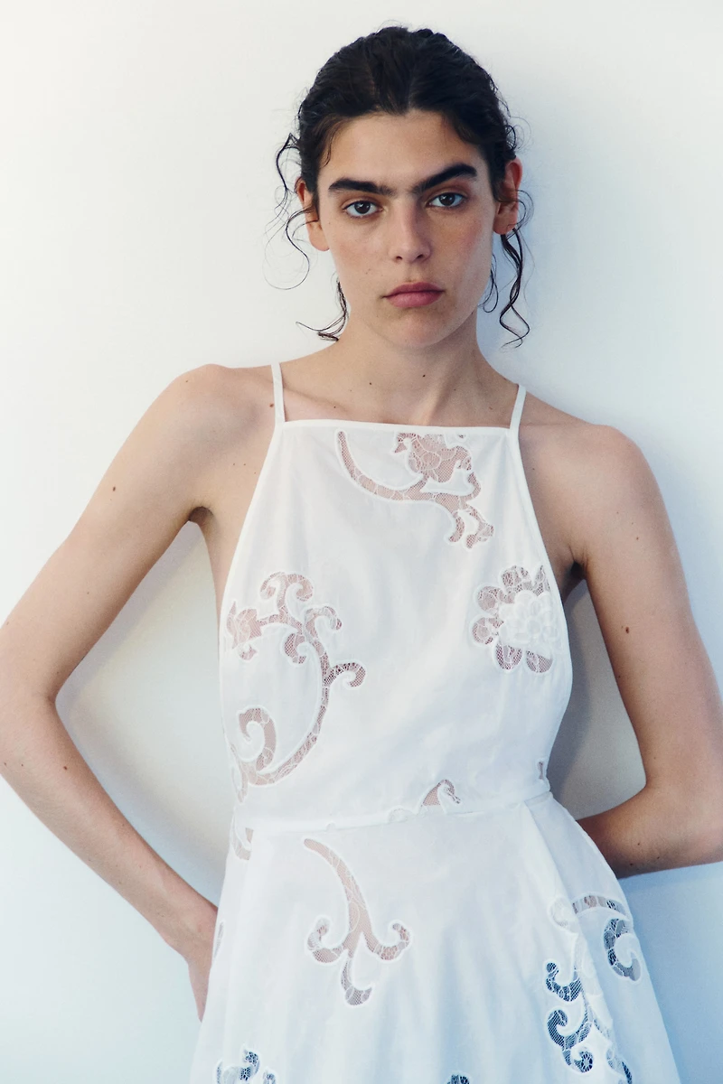 Cotton Dress with Eyelet Embroidery