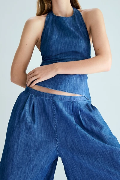 Denim Halterneck Top