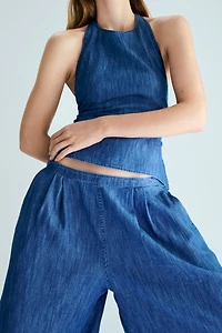 Denim Halterneck Top