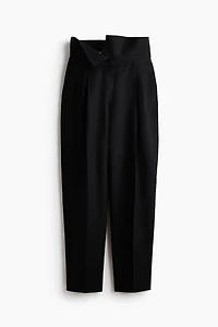 Pantalon en lin mélangé avec ceinture repliée