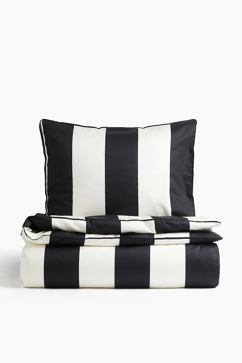 Ens. housse/taies lit simple en satinette de coton