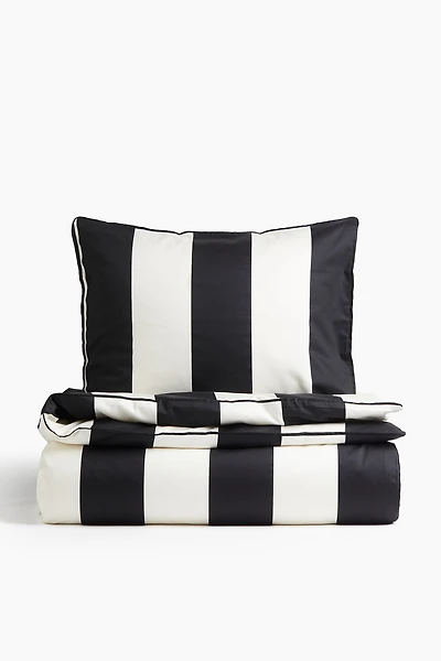 Ens. housse/taies lit simple en satinette de coton