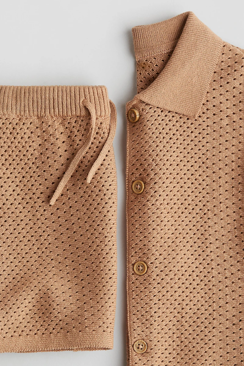2-Piece Mesh-Knit Cotton Set