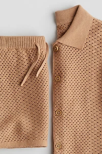2-Piece Mesh-Knit Cotton Set