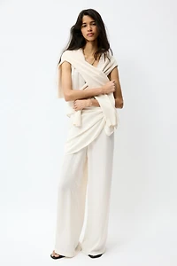 Scarf-Detail Chiffon Pants