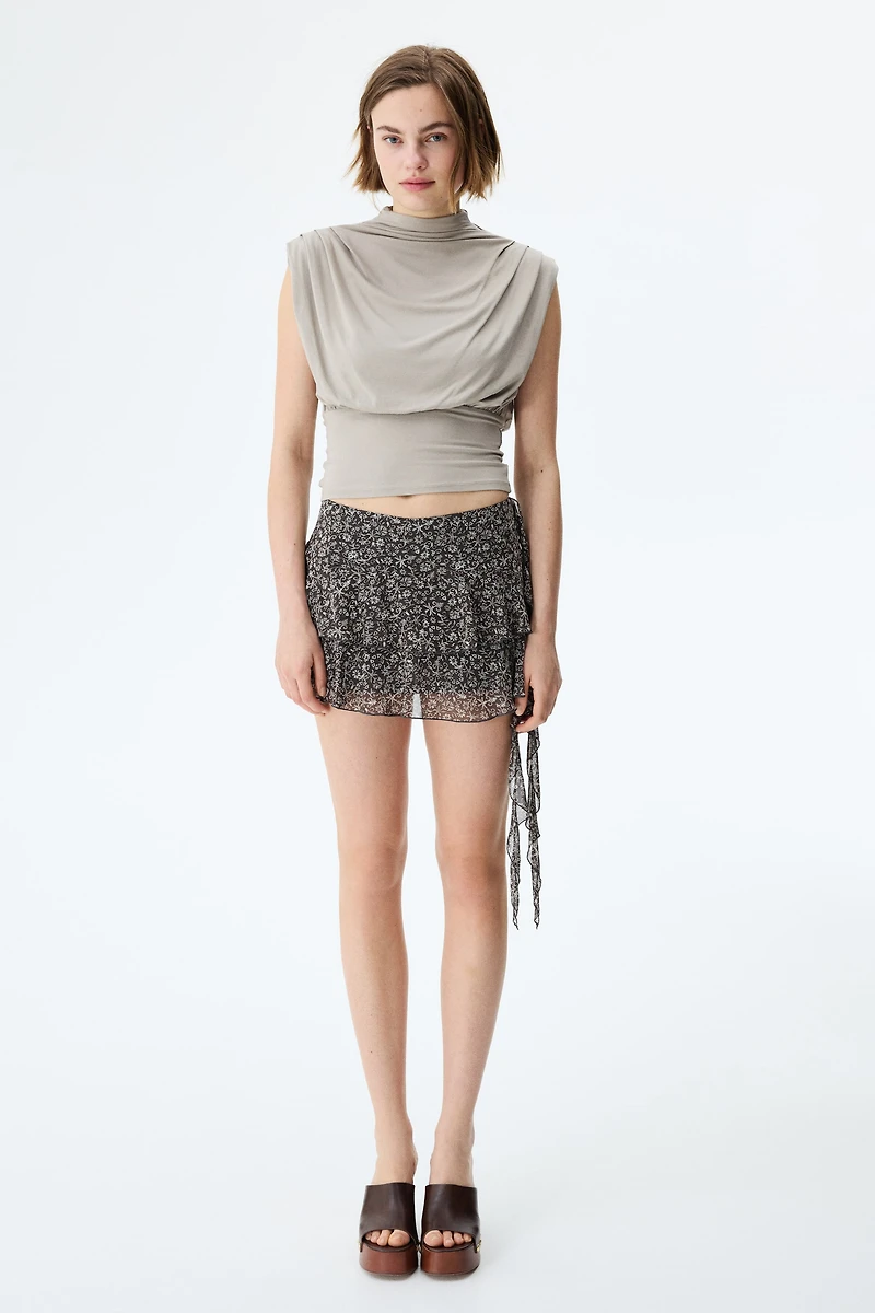 Tiered Draped-Panel Skirt