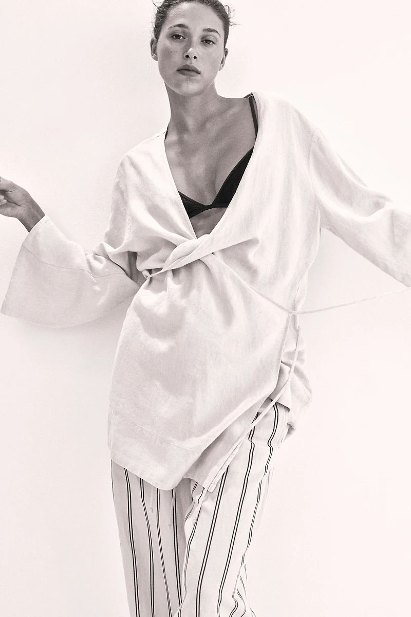 Linen-Blend Robe