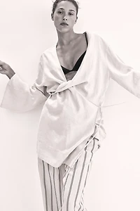 Linen-Blend Robe