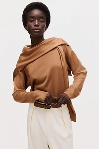 Scarf-Detail Sweater