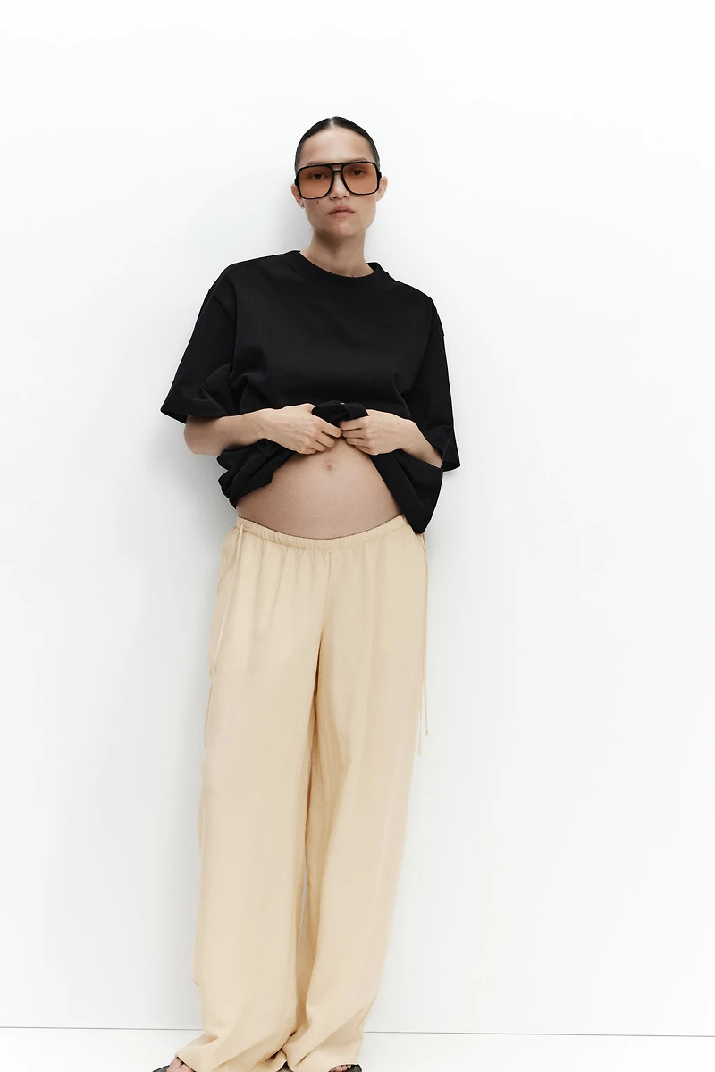 MAMA Pantalon à cordon en lin mélangé