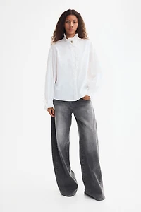 Ruffle-Trimmed Cotton Blouse