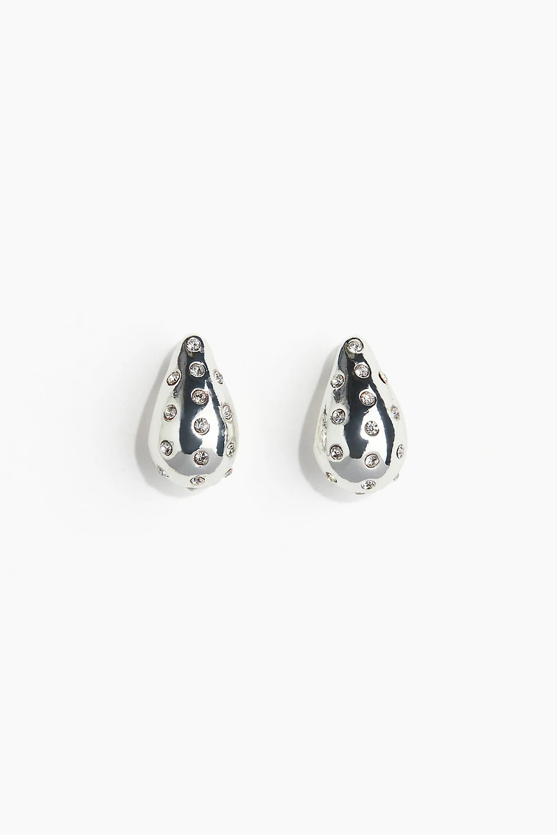 Boucles d'oreilles bombées avec pierres du Rhin