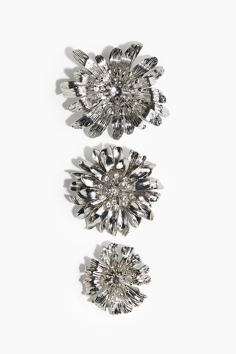 3-Pack Flower-Shaped Brooches