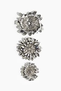 3-Pack Flower-Shaped Brooches