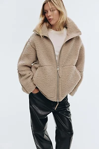 Loose-Fit Teddy Fleece Jacket
