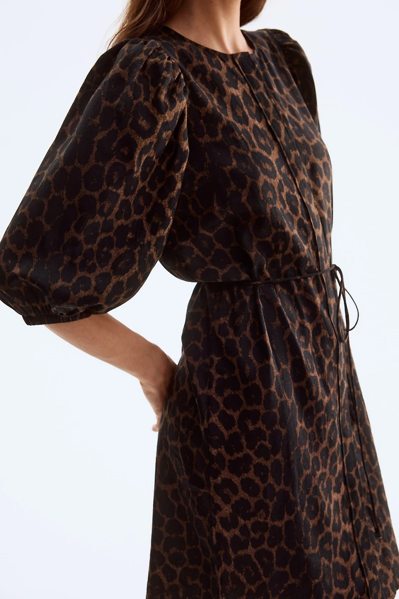 Linen-blend dress
