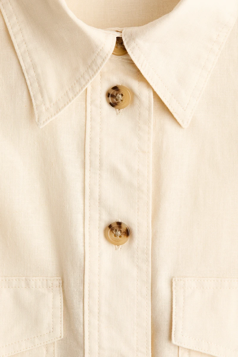 Linen-Blend Cargo Shirt