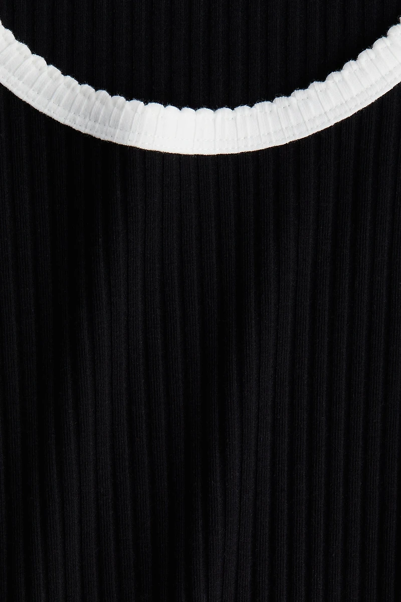 Picot-Trimmed Ribbed T-Shirt