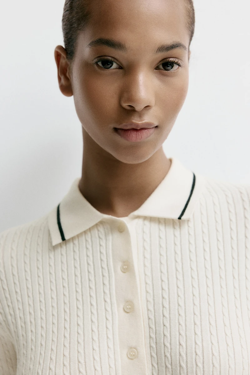 Cable-Knit Polo Dress