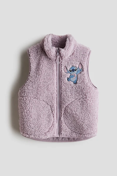 Motif-Detail Teddy Fleece Vest