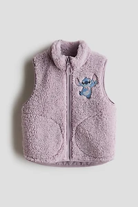 Motif-Detail Teddy Fleece Vest