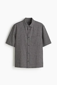 Oversized-Fit Short-Sleeved Linen-Blend Shirt