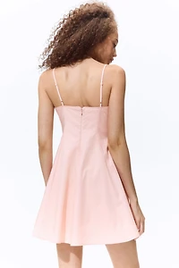 Poplin Dress with Flared Skirt