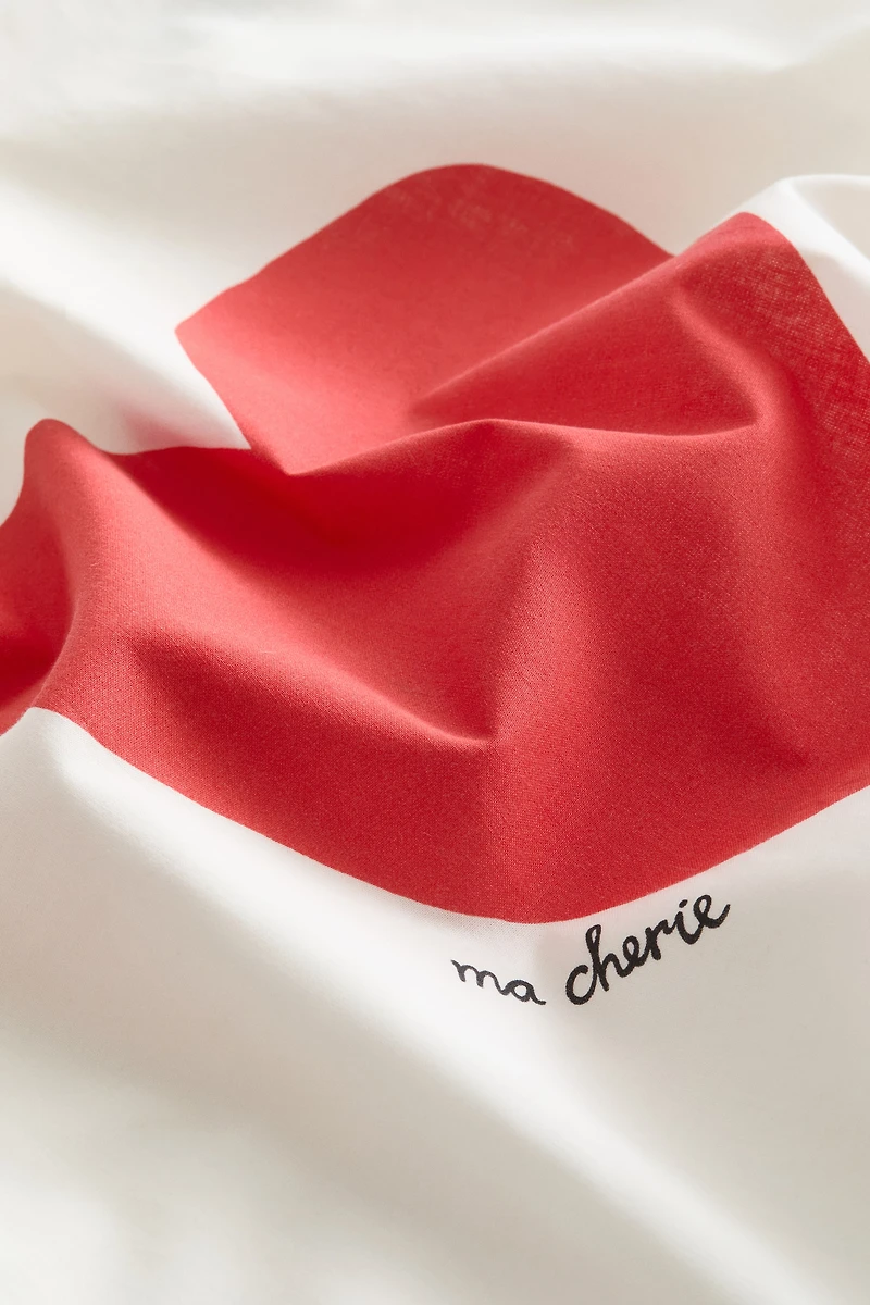 Cotton Pillowcase with Printed Motif