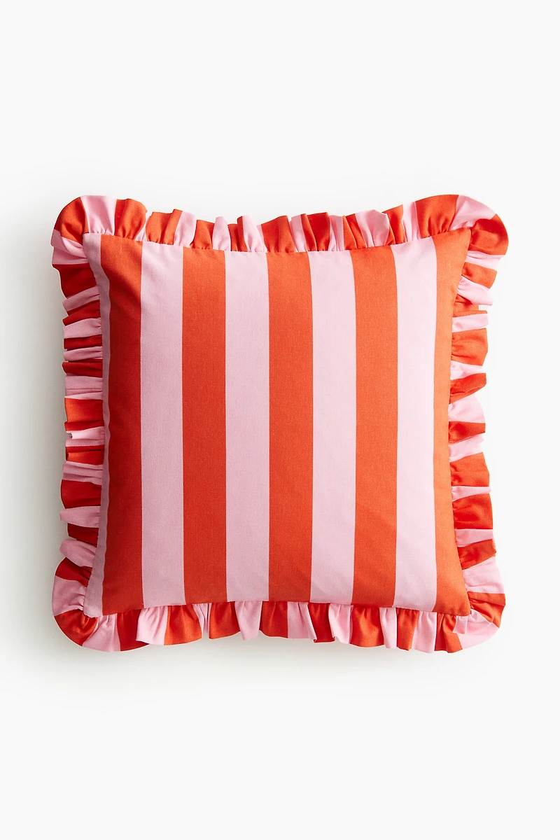 Ruffle-trimmed Cushion Cover