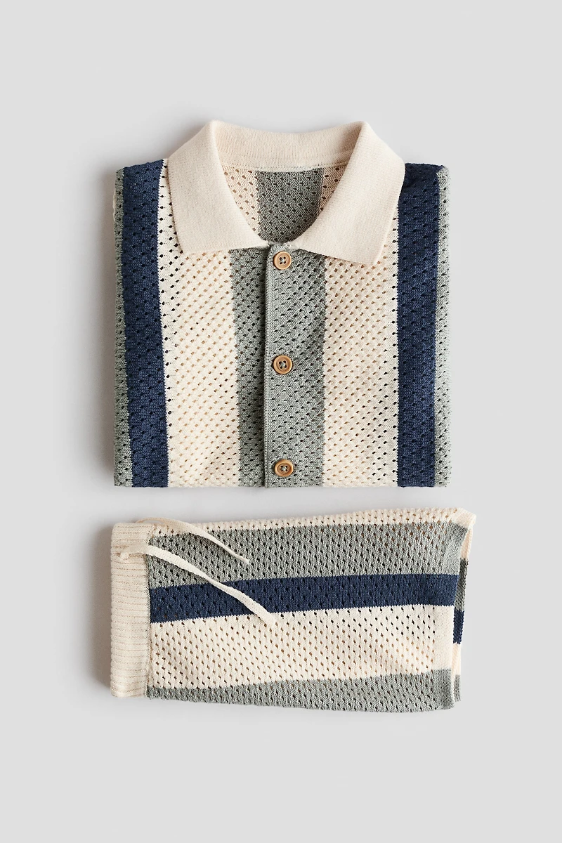 2-Piece Mesh-Knit Cotton Set