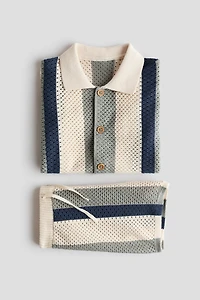 2-Piece Mesh-Knit Cotton Set