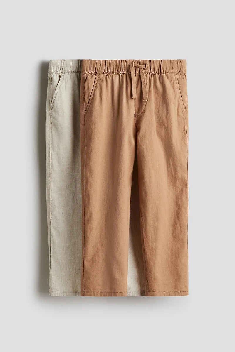 Lot de 2 pantalons en lin mélangé