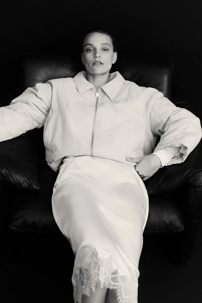 Lace-Trimmed Slip Skirt