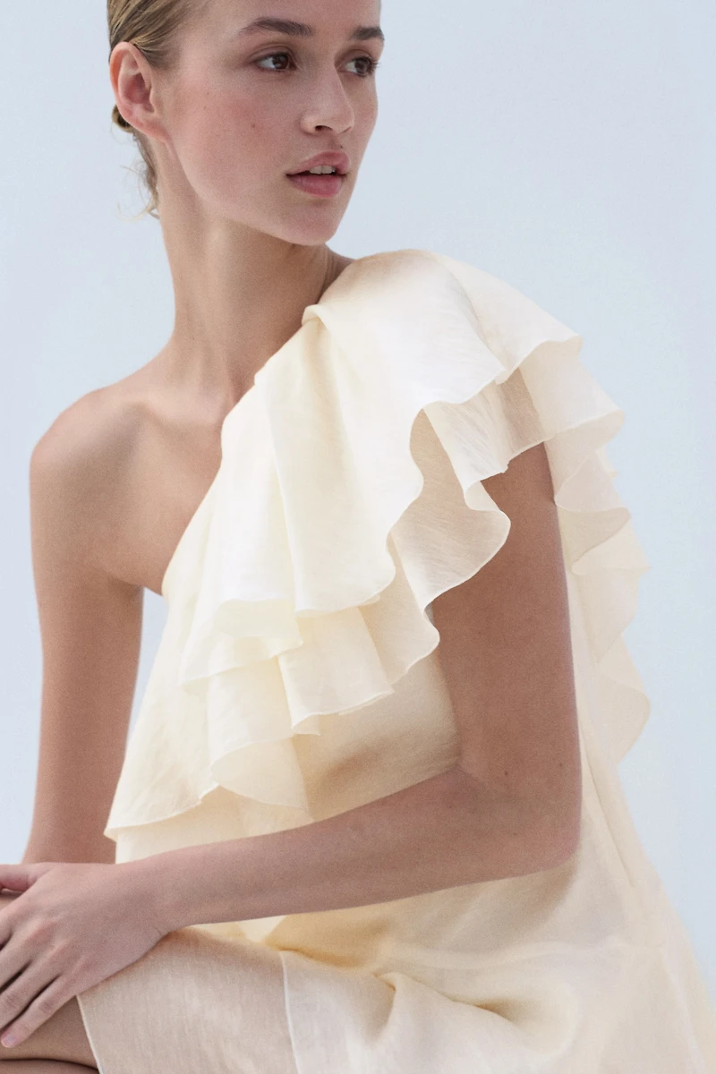 Flounced One-Shoulder Dress